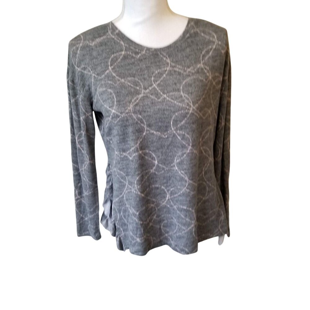 Lauren Conrad XS Gray Patterned Long Sleeve Knit Top